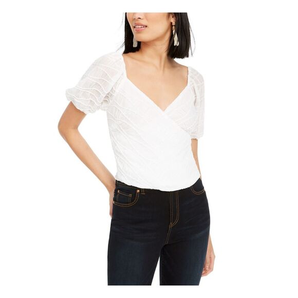 LUCY PARIS Tops - LUCY PARIS Womens White Short Sleeve V Neck Top Size: XL